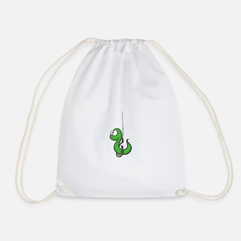 green worm - Drawstring Bag - white