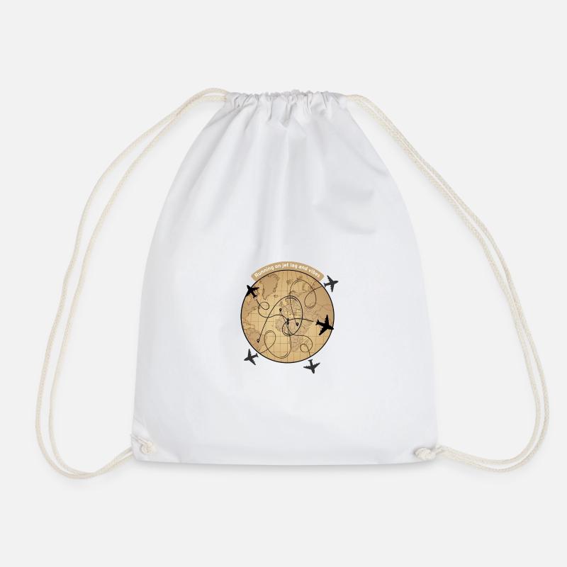 Jet lag and vibes - Drawstring Bag - white