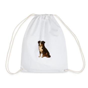 Border Collie - Drawstring Bag - white - Front