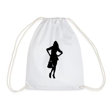 Woman body Silhouette vector design - Drawstring Bag - white - Front