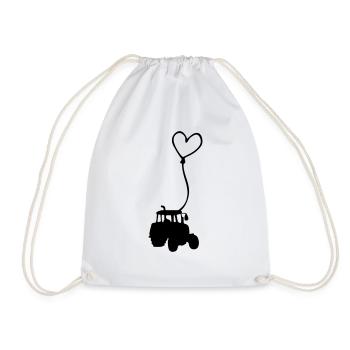 A heart for tractors Gift idea Tractor drivers - Drawstring Bag - white - Front