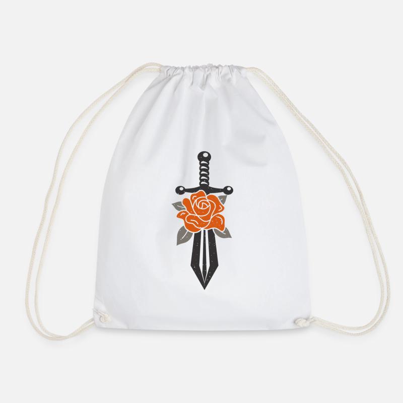 Flower Sword Logo - Drawstring Bag - white