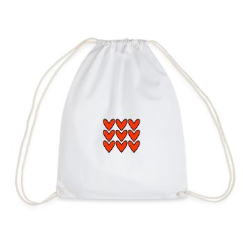 HEART. HEARTS. VALENTINE'S DAY. LOVE. LOVE. COUPLE. - Drawstring Bag - white - Front