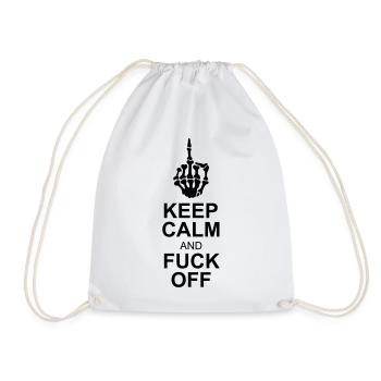 keep calm fuck off - Drawstring Bag - white - Front