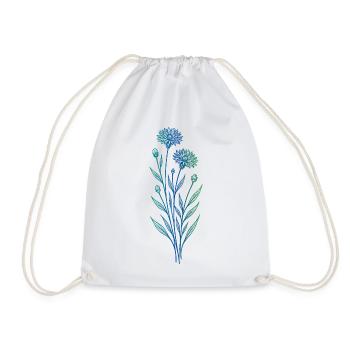 Kornblume Linienkunst Blau Minimalistisches Design - Turnbeutel - Weiß - Vorne