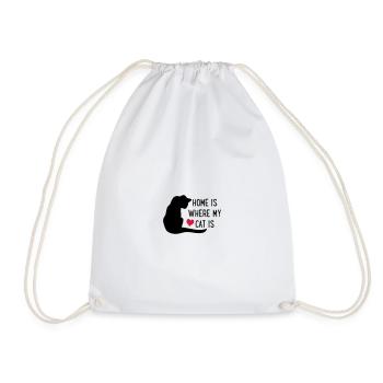 Cat - Drawstring Bag - white - Front