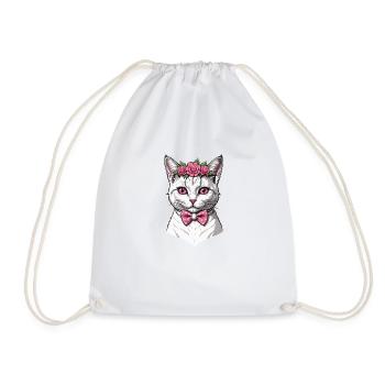 Sweet Cat Sweet Cat Bride Wedding Wedding Marry Love - Drawstring Bag - white - Front
