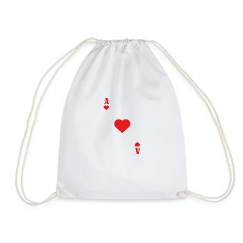 Ass Karte Herz Glück Liebe Geschenk Freude - Turnbeutel - Weiß - Vorne