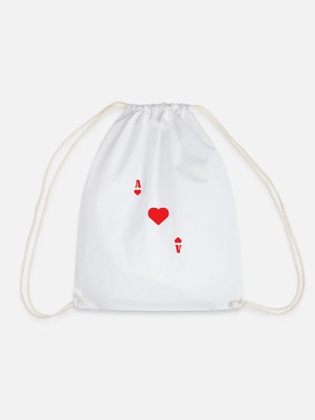 Ass Karte Herz Glück Liebe Geschenk Freude - Turnbeutel - Weiß