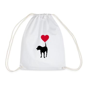 Hund mit Herzballon (Rottweiler) - Turnbeutel - Weiß - Vorne