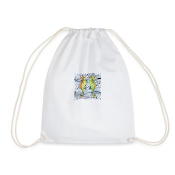 Seahorses - Drawstring Bag - white - Front
