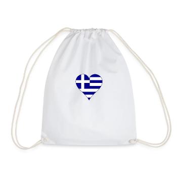 Greece flag as heart - Drawstring Bag - white - Front