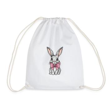 Mignon lapin de Pâques avec noeud rose - Sac de sport léger - blanc - Devant