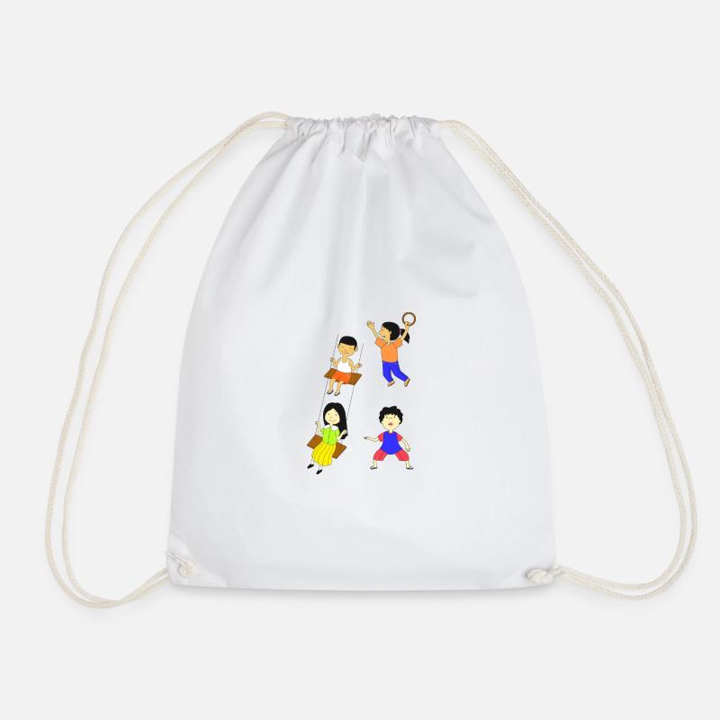 Children playing - Drawstring Bag - white