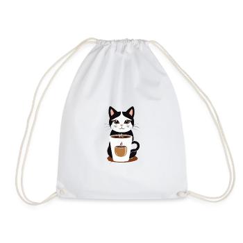 katze kaffee - Turnbeutel - Weiß - Vorne