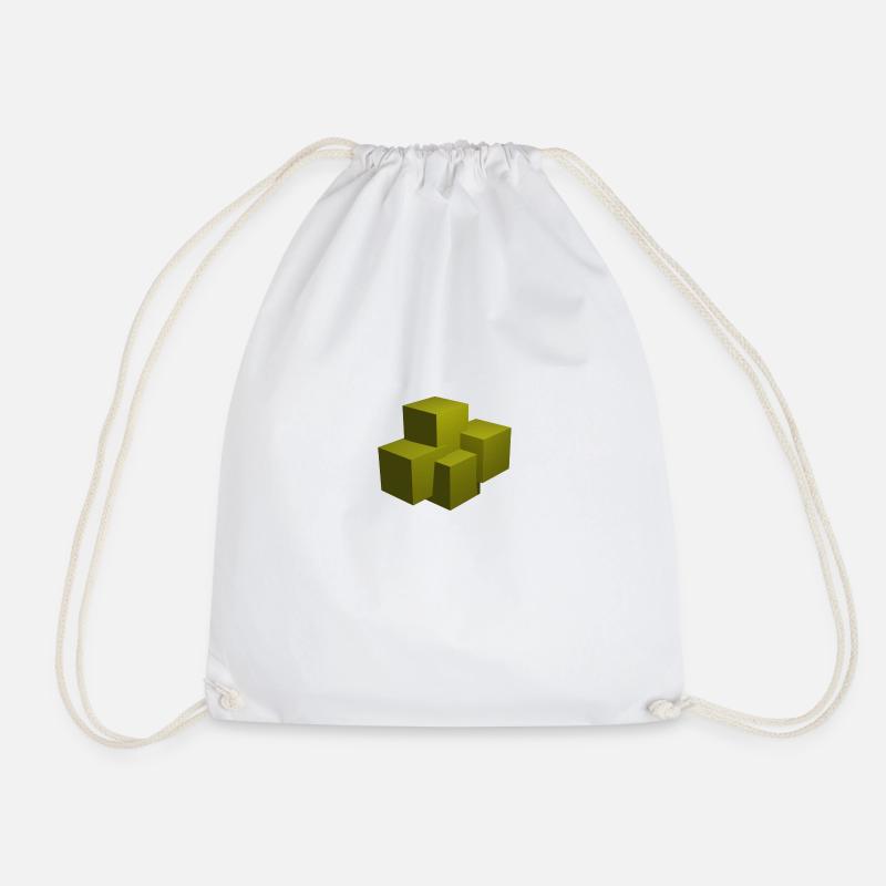 Cube Blocks - Drawstring Bag - white
