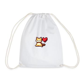 Pixelart, Cat with Heart - Turnbeutel - Weiß - Vorne