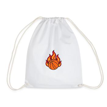 Flammender Basketball mit rotem und gelbem Feuer - Turnbeutel - Weiß - Vorne