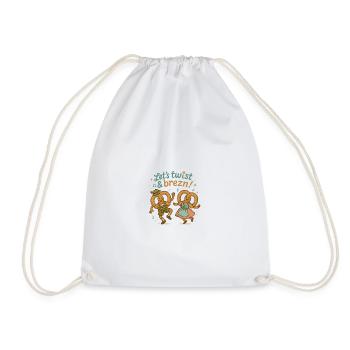Dancing pretzels in Bavaria style - Drawstring Bag - white - Front