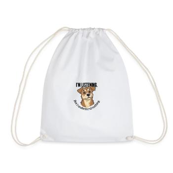 Im Listening Dog Meme - Drawstring Bag - white - Front