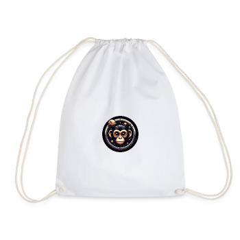 Monkey Porthole Window Astrology Stars Sky - Drawstring Bag - white - Front