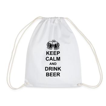 Saying Keep Calm Beer - Drawstring Bag - white - Front