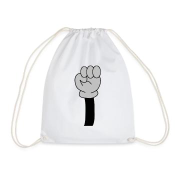 Raised Fist Icon - Drawstring Bag - white - Front