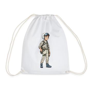Vintage Comic Fighter Pilot - Drawstring Bag - white - Front