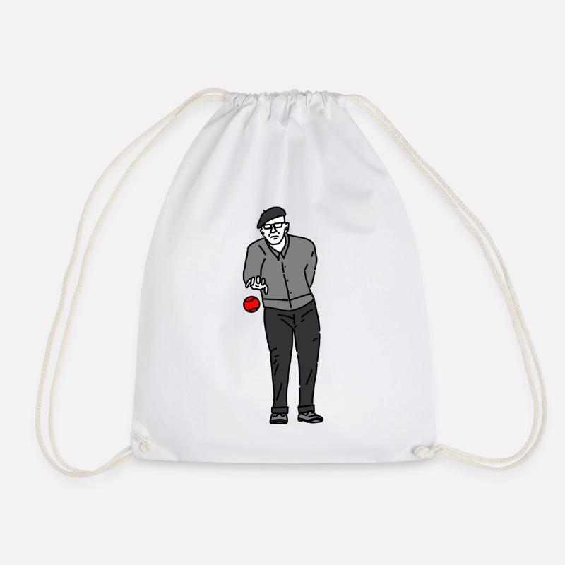 Petanque Player Right-Handed - Drawstring Bag - white