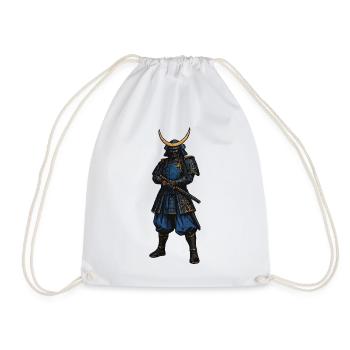 Samurai mit blauer Rüstung und Mondhelm - Turnbeutel - Weiß - Vorne