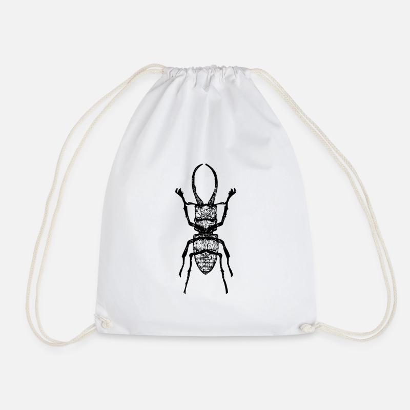 Stag beetle - stag beetle - Drawstring Bag - white