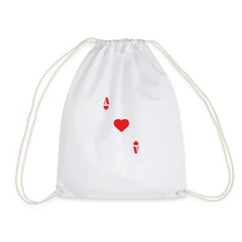 Ass Karte Herz Glück Liebe Geschenk Freude - Turnbeutel - Weiß - Vorne