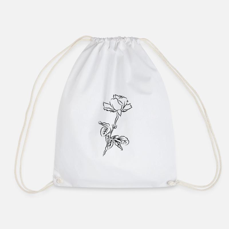 Rose - Drawstring Bag - white