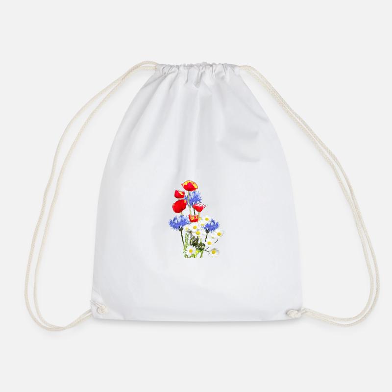 Mohn-Kornblumen-Margerite - Turnbeutel - Weiß