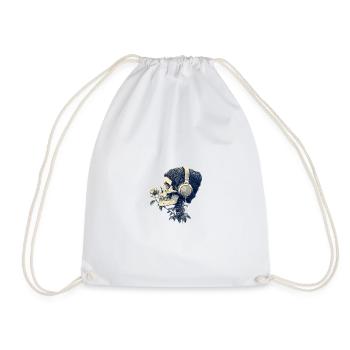 Crâne avec casque et fleurs - Sac de sport léger - blanc - Devant