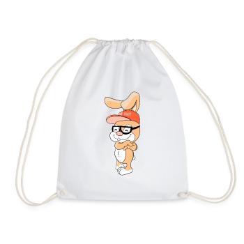 Lapin cool avec capuchon et lunettes - Sac de sport léger - blanc - Devant