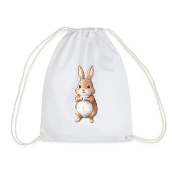 Cute Bunny Brown 4 - Drawstring Bag - white - Front