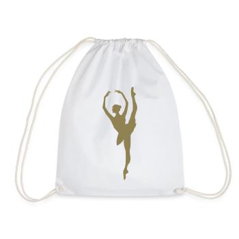 Minimalist Ballet Dancer Silhouette - Drawstring Bag - white - Front