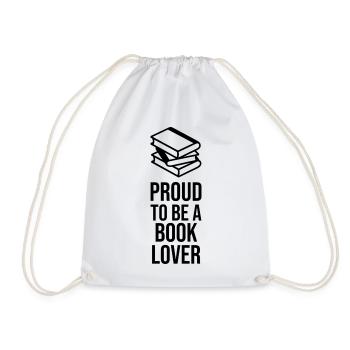 Proud to be a Book Lover - Minimalist Line Art - Drawstring Bag - white - Front