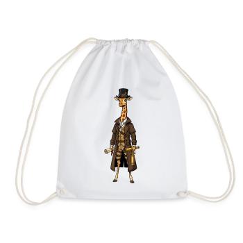 Giraffe Explorer Steampunk Chic Top Hat - Drawstring Bag - white - Front