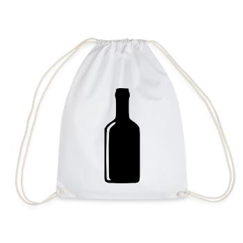 Flasche Wein Alkohol Geschenk  - Turnbeutel - Weiß - Vorne