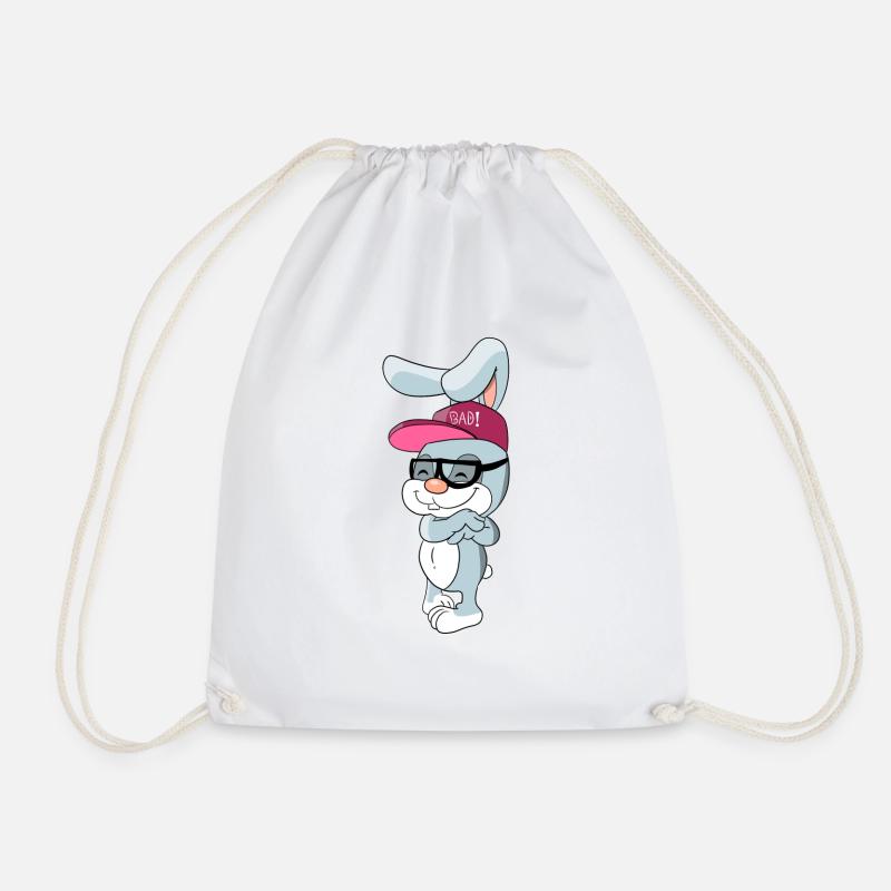 Cooler Hase Kaninchen mit Cap und Brille - Turnbeutel - Weiß