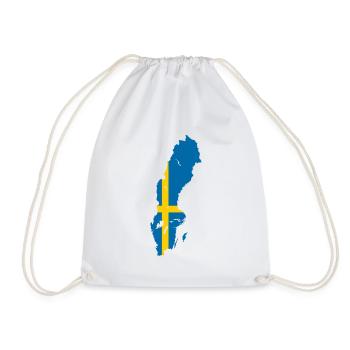 Sweden Outline Map Flag Scandinavia Flag - Drawstring Bag - white - Front