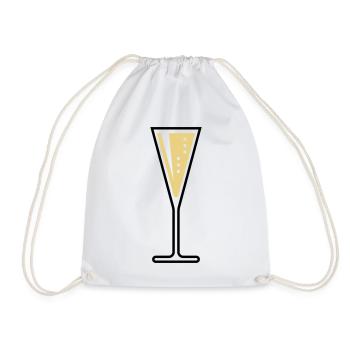 Glass Of Sparkling Wine (Funnel / Closed / 2C) - Drawstring Bag - white - Front