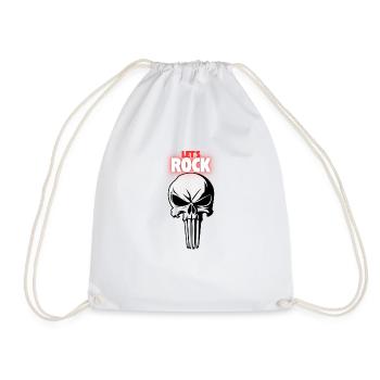 Lets Rock Rock Music Skull - Drawstring Bag - white - Front