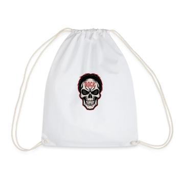 Rockmusik Totenkopf - Turnbeutel - Weiß - Vorne