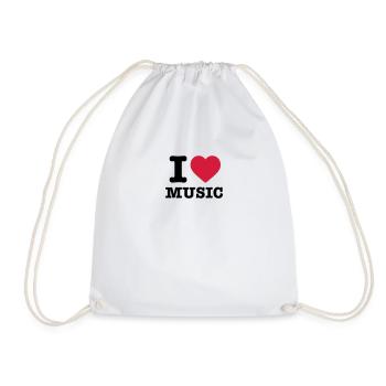 J'aime la musique coeur instrument de musique écouter cadeau - Sac de sport léger - blanc - Devant
