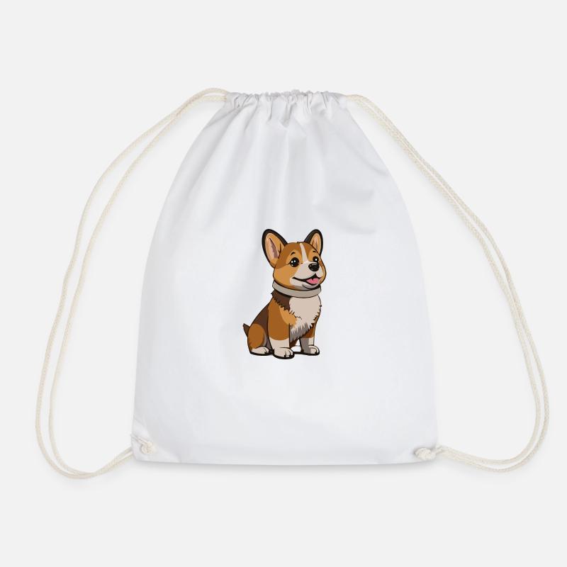 cute dog - Drawstring Bag - white
