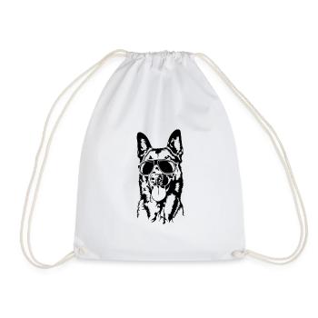 Malinois Cool Dog Dog Portrait Wilsigns - Drawstring Bag - white - Front
