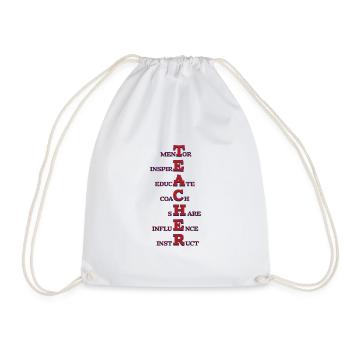 Teacher Inspirational Words Mentor Inspire Educate - Drawstring Bag - white - Front